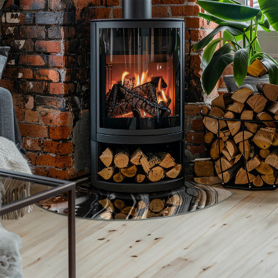 Glasplatte für Kamin Viertelkreis Abstrakte Wellen und Linien