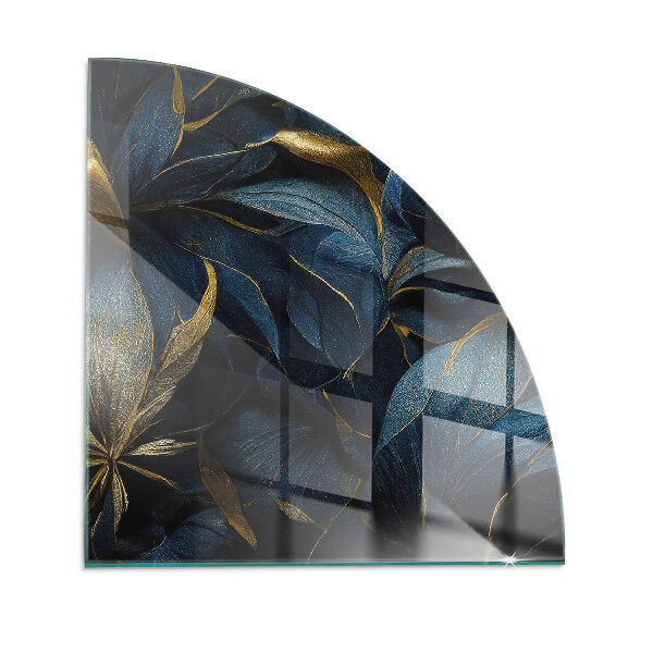 Glasplatte für Kamin Viertelkreis Elegante Blätter in Textur