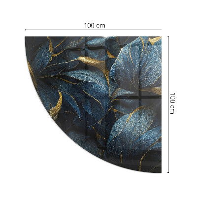 Glasplatte für Kamin Viertelkreis Elegante Blätter in Textur