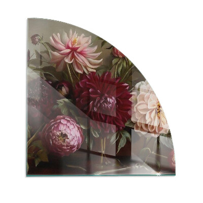 Funkenschutzplatte Glas Blumenstrauß im Detail