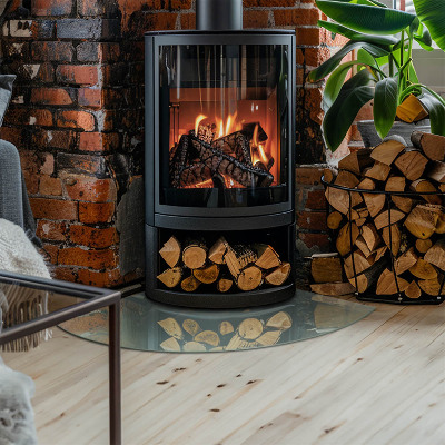 Glasplatte für Kamin Viertelkreis Zartes Marmormuster