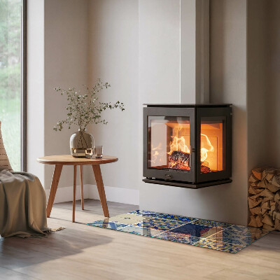 Glasplatte unter Kaminöfen Keramische Muster auf dem Hintergrund