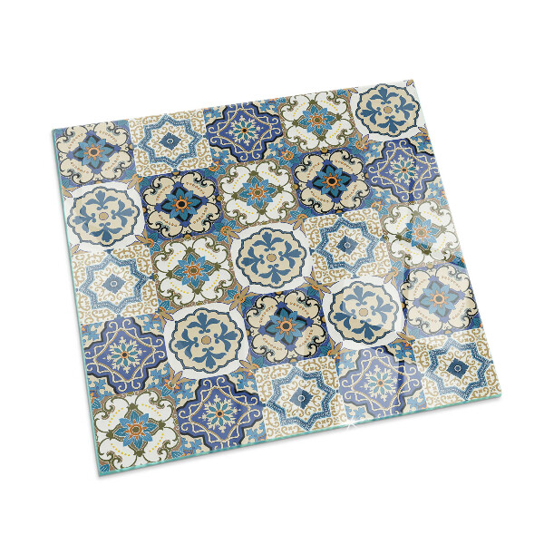 Glasplatte unter Kaminöfen Mosaikmotiv mit floralen Akzenten