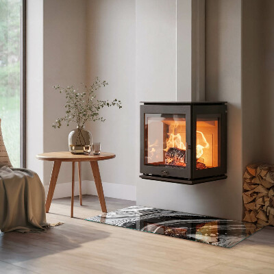 Glasplatte unter Kaminöfen Abstrakte Wellen- und Linienmuster