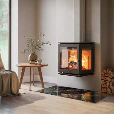 Glasplatte unter Kaminöfen Marmor-Stil mit zarten Adern