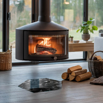 Sechseckige Vorlegeplatte für Kaminöfen Dreidimensionales geometrisches Muster