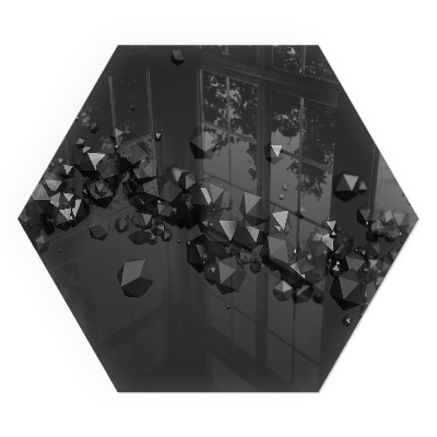 Sechseckige Glasplatte für Kamin Wolkenformen in einer abstrakten Komposition