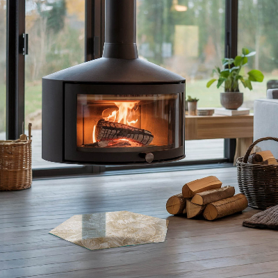 Sechseckige Glasplatte für Kamin Blattschmuck im Stil