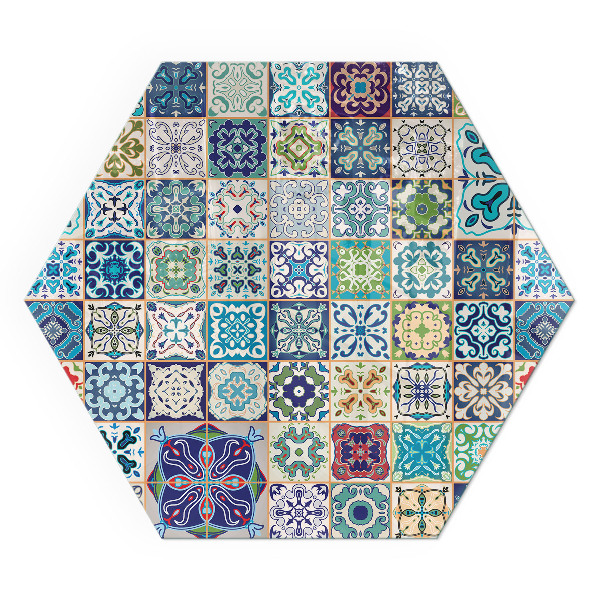 Sechseckige Vorlegeplatte für Kaminöfen Mosaik in verschiedenen Formen