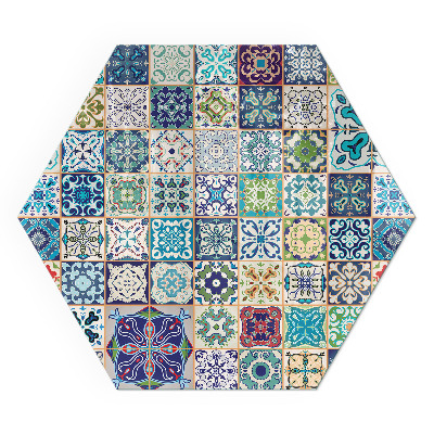 Sechseckige Vorlegeplatte für Kaminöfen Mosaik in verschiedenen Formen