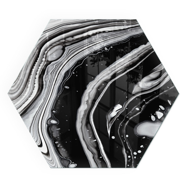 Sechseckige Vorlegeplatte für Kaminöfen Linien und Wellen in einer modernen Version