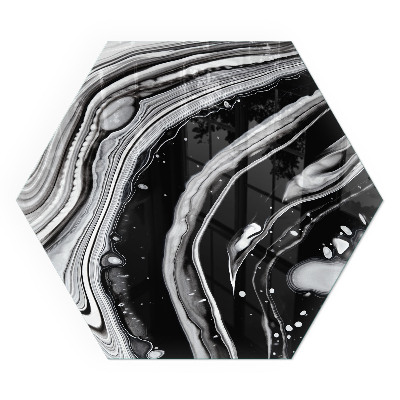 Sechseckige Vorlegeplatte für Kaminöfen Linien und Wellen in einer modernen Version