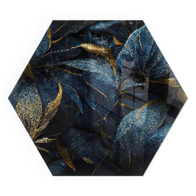 Sechseckige Glasplatte für Kamin Schicke Blätter in einem Muster