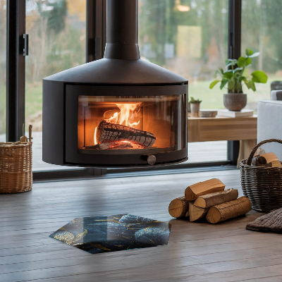 Sechseckige Glasplatte für Kamin Schicke Blätter in einem Muster