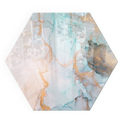 Sechseckige Vorlegeplatte für Kaminöfen Abstrakte Farbwellen
