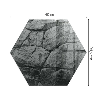 Sechseckige Glasplatte für Kamin Natursteinmotiv