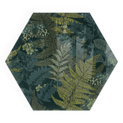 Sechseckige Glasplatte für Öfen Schmetterlinge zwischen Pflanzenakzenten