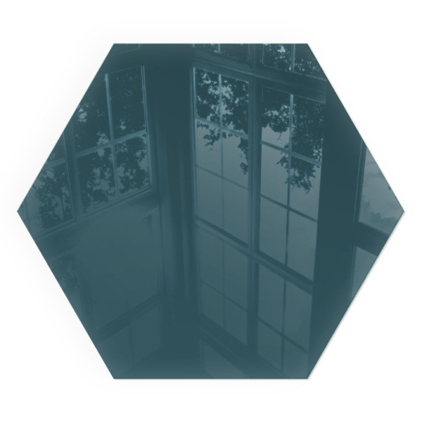 Sechseckige Glasplatte für Öfen Meeresfarbe
