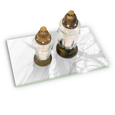 Glasunterlage für Grabkerzen Zarter Marmor