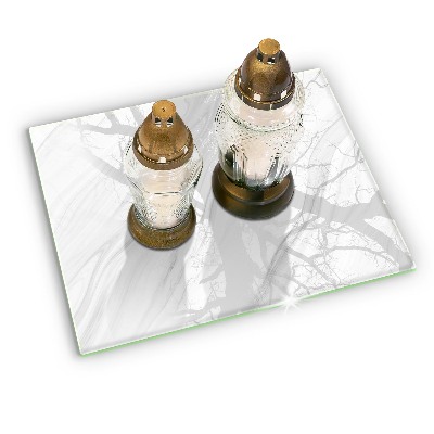 Glasunterlage für Grabkerzen Zarter Marmor