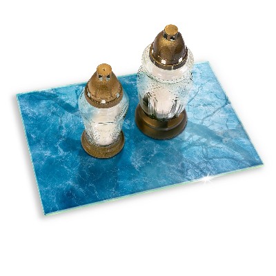 Glasplatte für Grabkerzen Blaues Wasser
