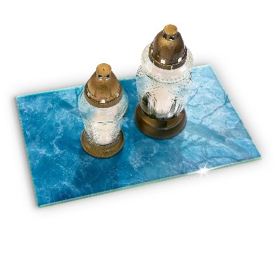 Glasplatte für Grabkerzen Blaues Wasser