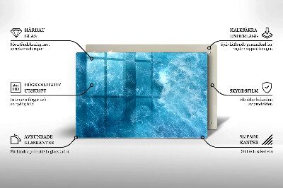 Glasplatte für Grabkerzen Blaues Wasser