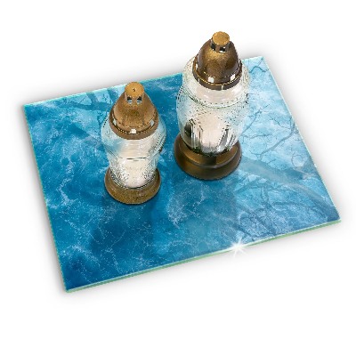 Glasplatte für Grabkerzen Blaues Wasser
