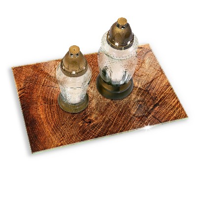 Glasuntersetzer für Grabkerze Holzmaserung des Baumes