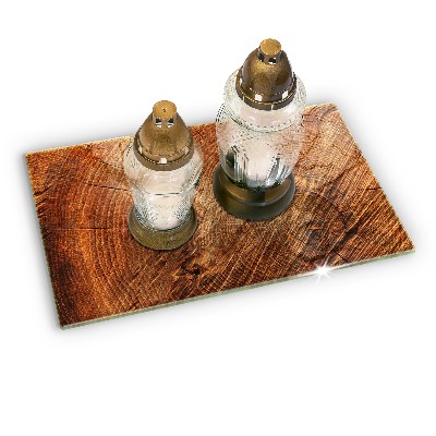 Glasuntersetzer für Grabkerze Holzmaserung des Baumes