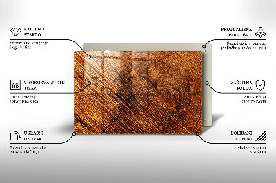 Glasunterlage für Grabkerzen Holzstruktur