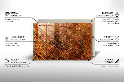 Glasunterlage für Grabkerzen Holzstruktur