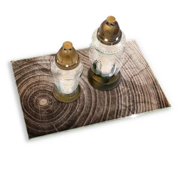 Glasuntersetzer für Grabkerze Holzringe