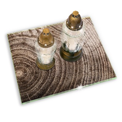 Glasuntersetzer für Grabkerze Holzringe