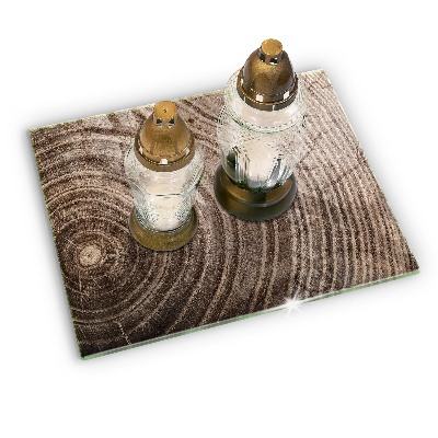 Glasuntersetzer für Grabkerze Holzringe