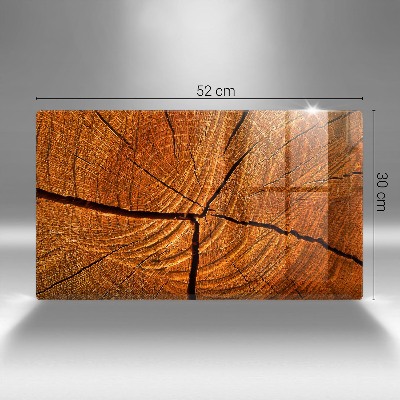 Glasplatte für Grabkerzen Holzstammstruktur