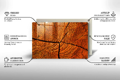 Glasplatte für Grabkerzen Holzstammstruktur