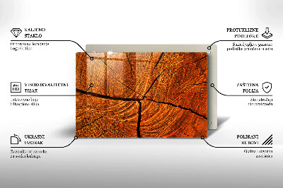 Glasplatte für Grabkerzen Holzstammstruktur