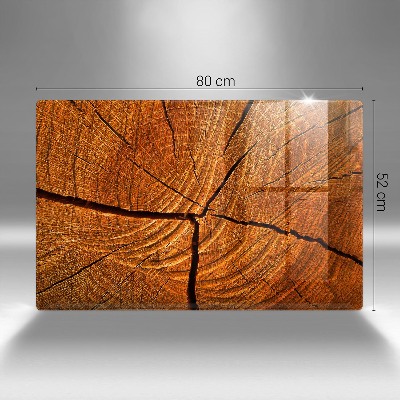 Glasplatte für Grabkerzen Holzstammstruktur