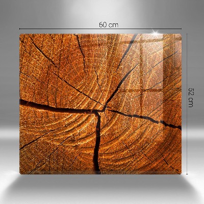 Glasplatte für Grabkerzen Holzstammstruktur