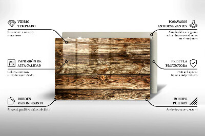 Glasplatte für Grabkerzen Holzplankenstruktur