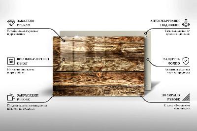 Glasplatte für Grabkerzen Holzplankenstruktur