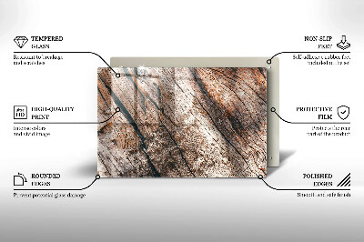 Glasunterlage für Grabkerzen Holzstruktur
