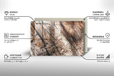 Glasunterlage für Grabkerzen Holzstruktur