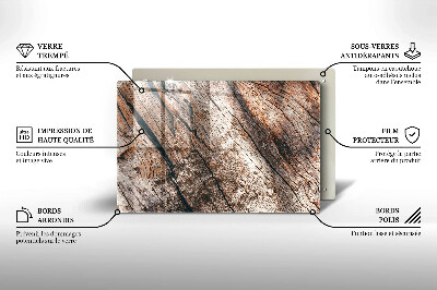 Glasunterlage für Grabkerzen Holzstruktur