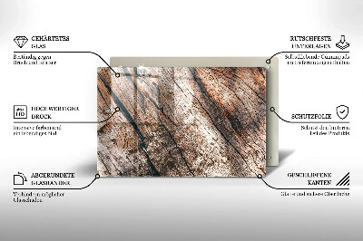 Glasunterlage für Grabkerzen Holzstruktur