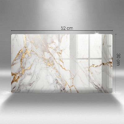 Glasuntersetzer für Grabkerze Heller Marmor mit Gold