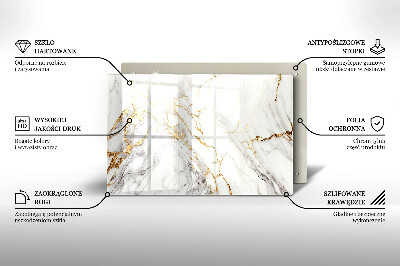 Glasuntersetzer für Grabkerze Heller Marmor mit Gold