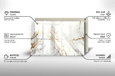 Glasuntersetzer für Grabkerze Heller Marmor mit Gold