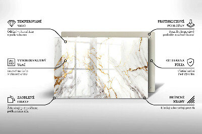 Glasuntersetzer für Grabkerze Heller Marmor mit Gold